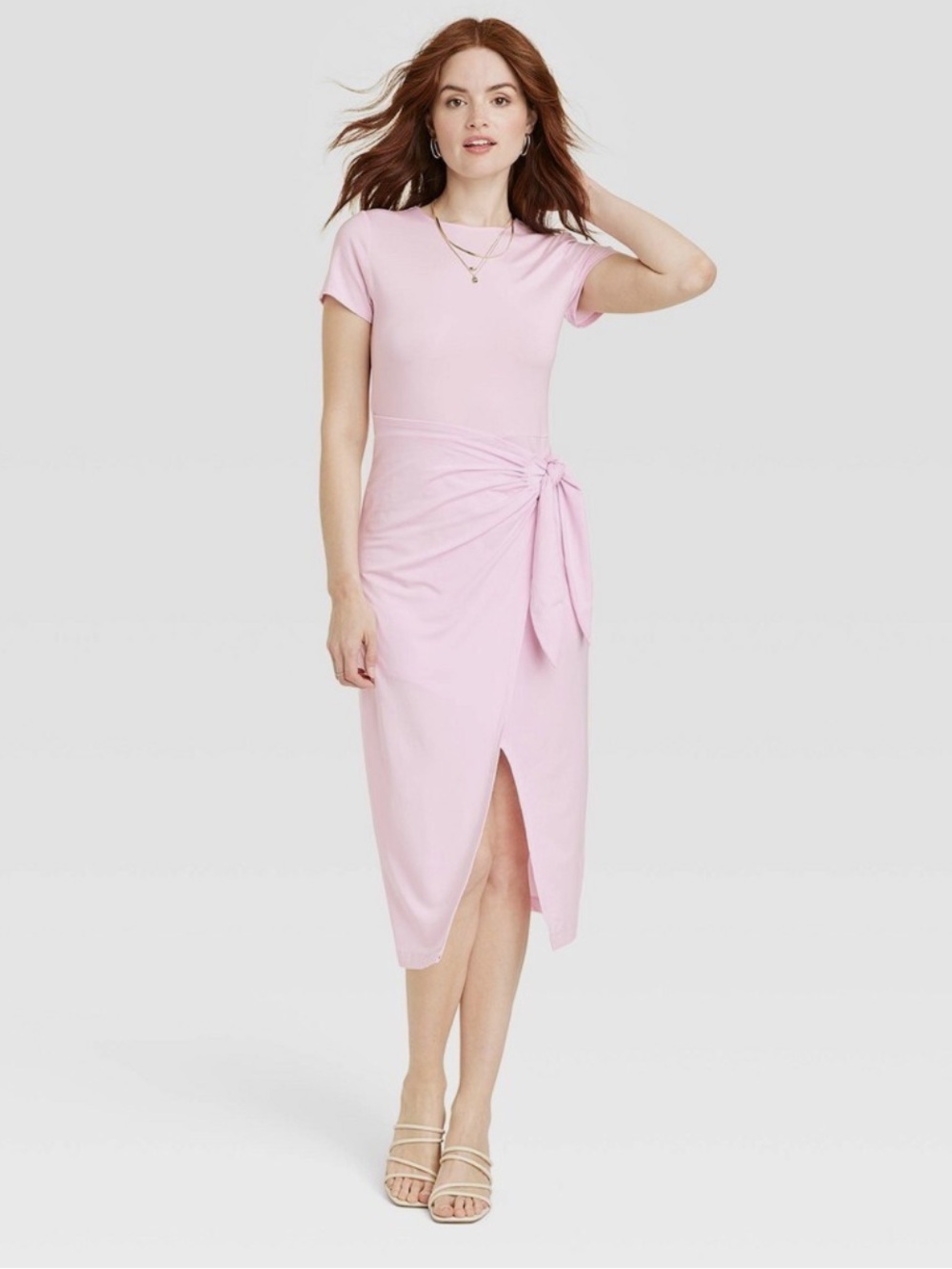 NWT Pink Knot Front Midi Dress